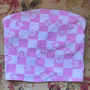 Checkered Daisy Tube Top